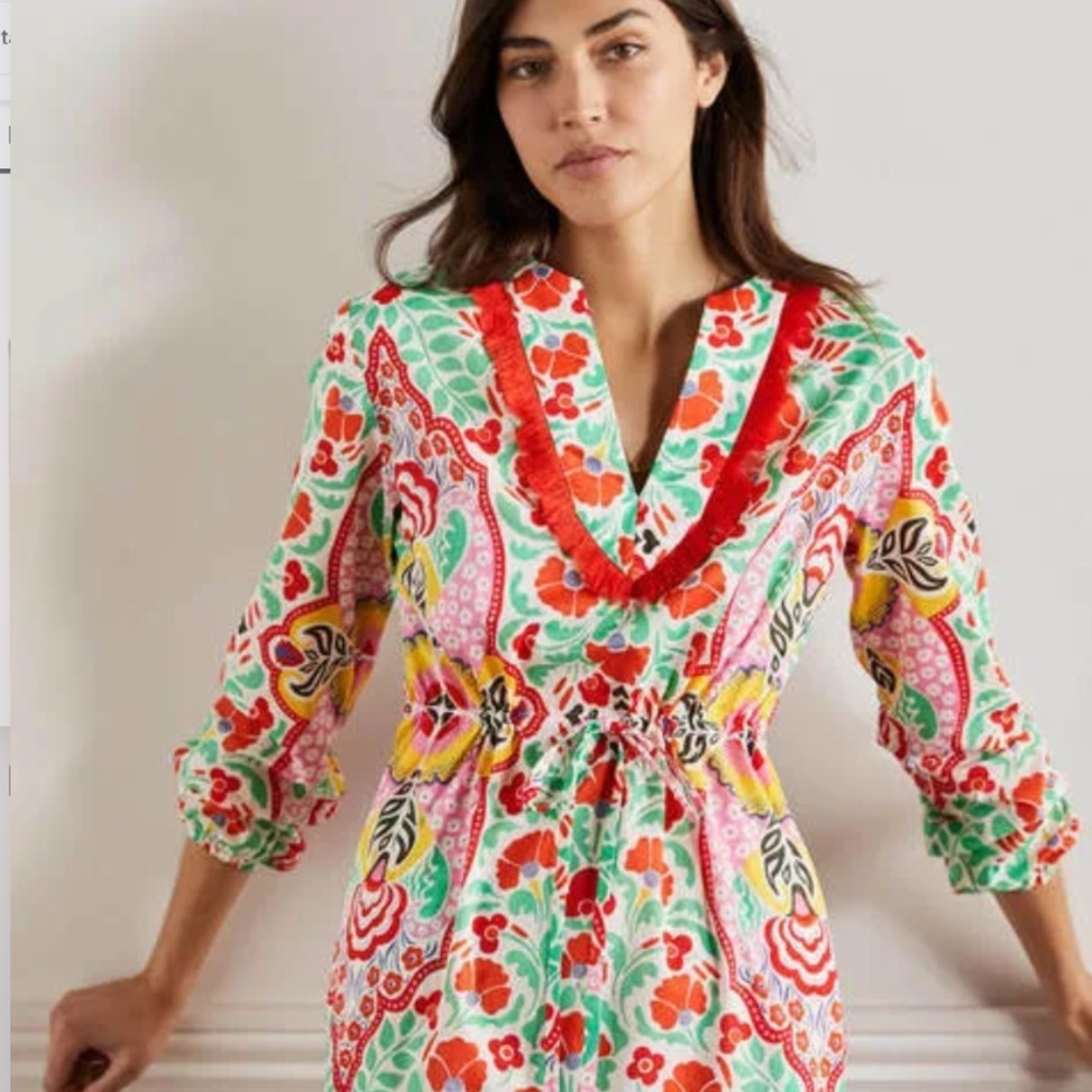 🆕 NWT Boden Trim Detail Kaftan Maxi Dress - Size S